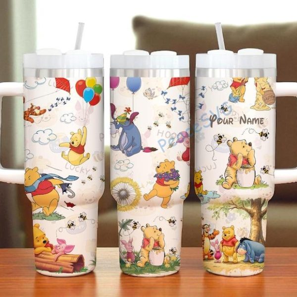 Custom Winnie the Pooh Tumbler Classic Pooh Inspired 40oz Metal Cup