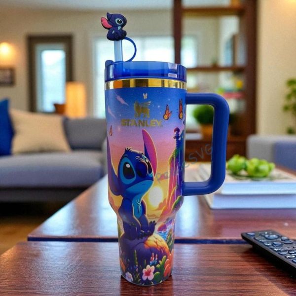 il_794xN.7229362432_bv6c.jpg 40oz Stitch Tumbler, Straw & Gift Box Portable Car Mug, Travel Coffee Tumbler