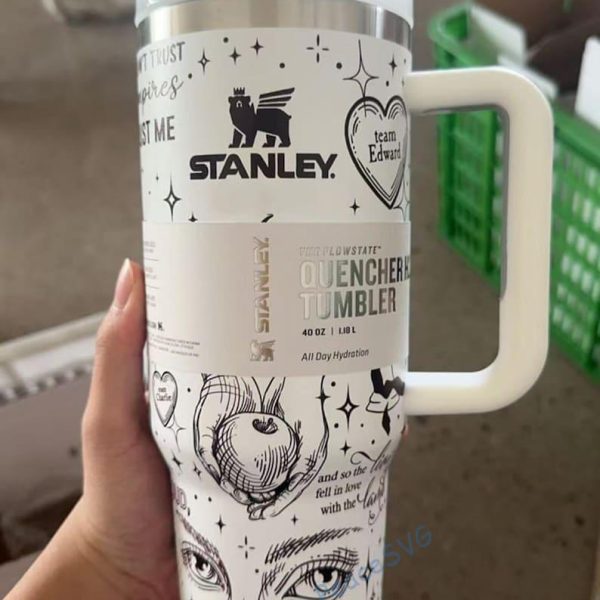 Twilight 40oz Tumbler, Vampire Wolf Romance Stainless Tumbler, Twilight Saga Fan Apparel, Edward Bella Drinkware Tumbler, Romance Book
