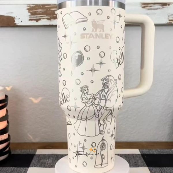 Beauty and the Beast 40oz Engraved Tumbler | Princess Rose Cup Gift