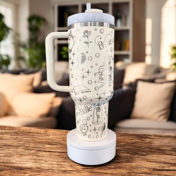 40oz Tumbler Engraved Beauty and the Beast , Princess Hot And Cold 40oz Tumbler