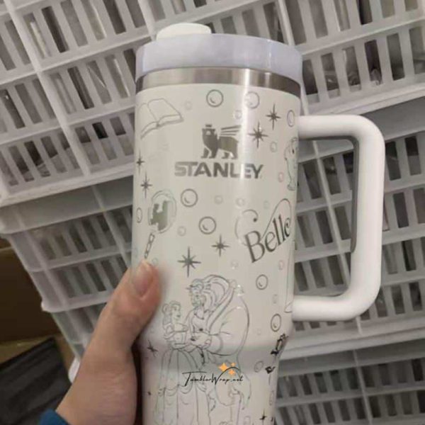 Beauty and the Beast 40oz Engraved Tumbler | Princess Rose Cup Gift