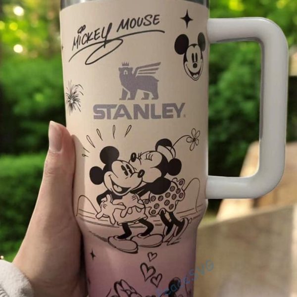 Mickey Minnie Tumbler 40oz, Personalized Disney Couples Coffee Tumbler, Valentine Gift