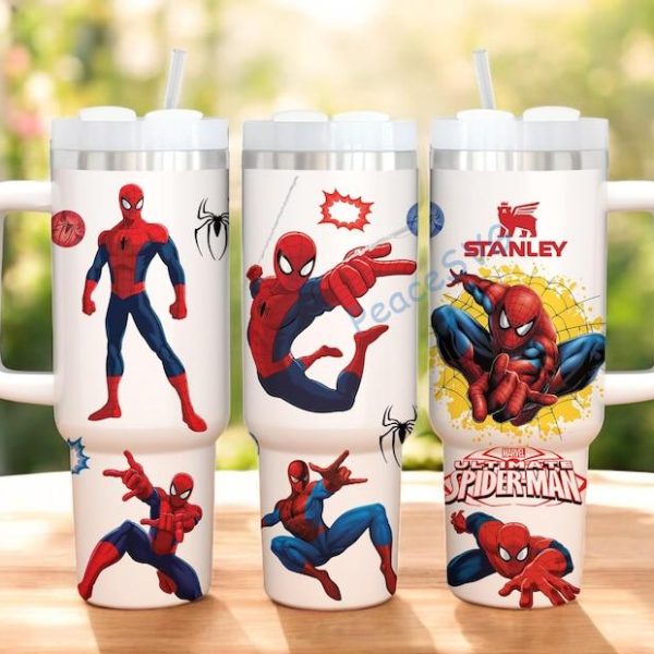 Custom Spiderman 40oz Tumbler, Spider Cup Gift, Superhero Handle Stainless Steel Tumbler