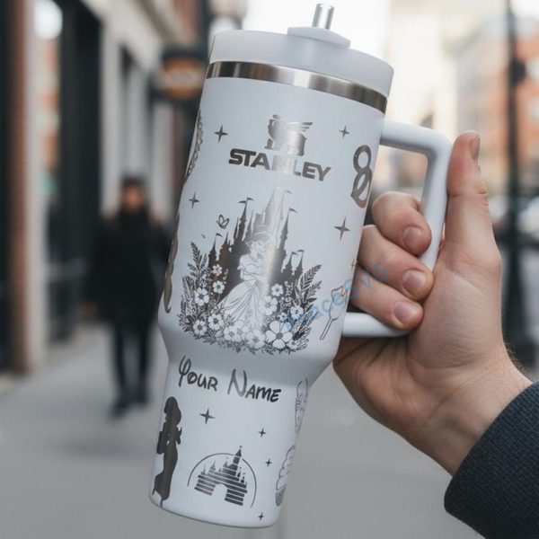 Personalized Jasmine Princess 40oz Tumbler Laser Engraved , Disney Cup Handle Stainless Steel Tumbler