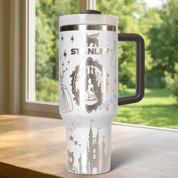 Custom Princess Cinderella Disney Tumbler 40oz Gift for Her, Stainless Steel Insulated Cup