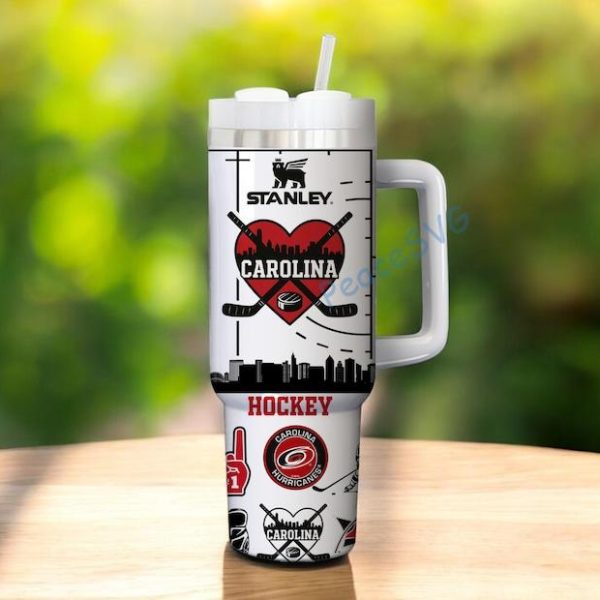 Carolina Hurricanes 40oz Tumbler, Ice Hockey Fan Tumbler, Game Day Drinkware