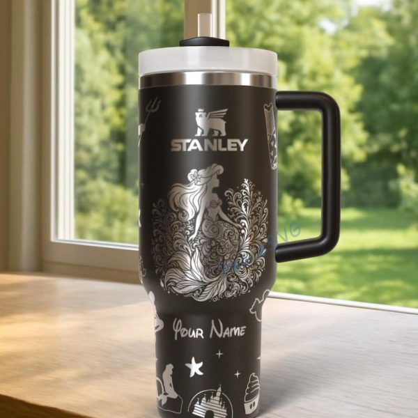 Custom Little Mermaid Tumbler Laser Engraved, 30oz/40oz Stainless Steel Tumbler