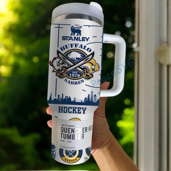 Personalized Buffalo Sabres 40oz Tumbler, Ice Hockey Fan Tumbler, Game Day Drinkware