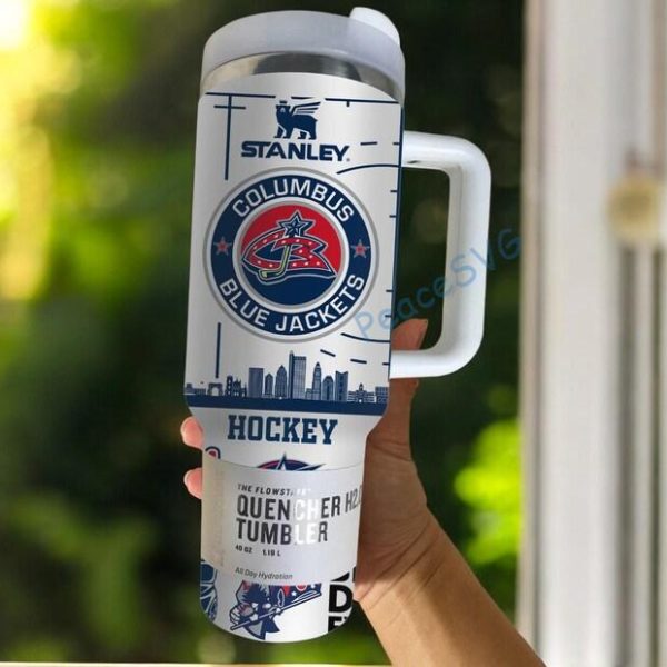 Personalized Columbus Blue Jackets 40oz Tumbler, Ice Hockey Fan Tumbler, Game Day Drinkware