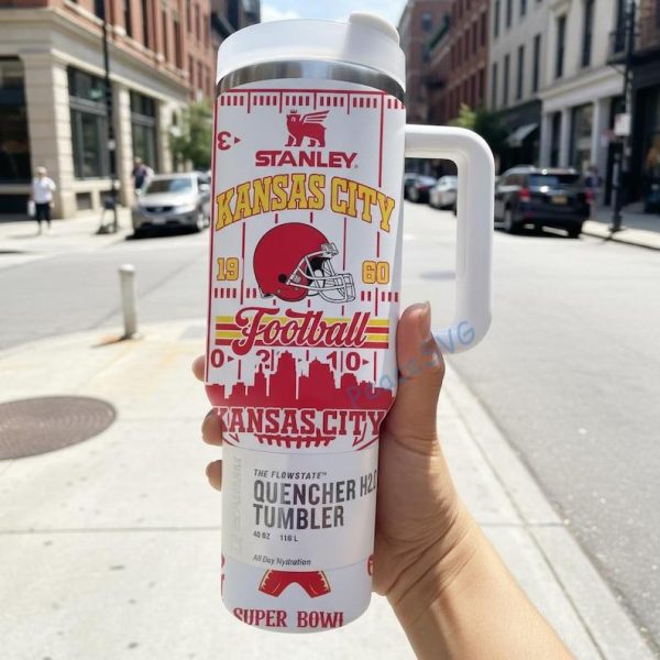 Personalized Kansas City 40oz Stainless Tumbler With Handle, Printed Game Day Mug