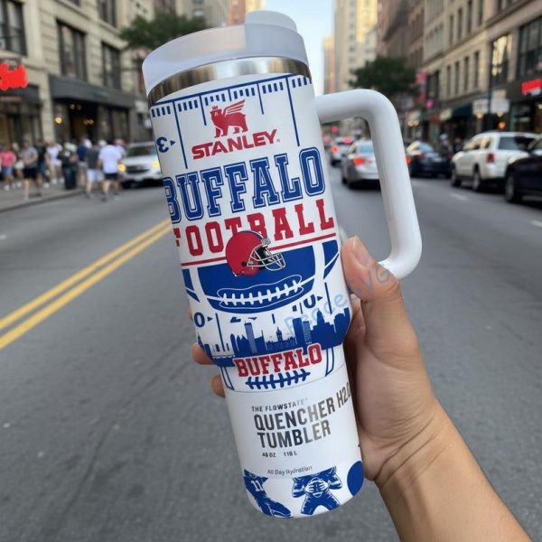Personalized Buffalo Football 40oz Stainless Tumbler With Handle, Football Fan Gift