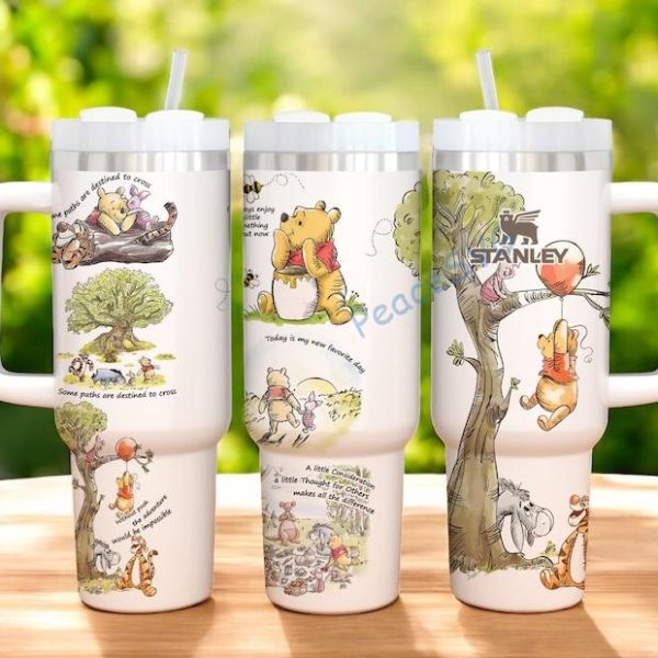 Winnie the Pooh 40oz Tumbler , Quencher Vintage and Classic Pooh Bear Cup